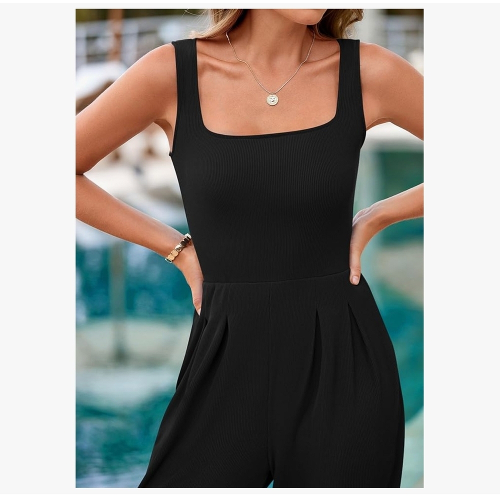 PrettyGarden Chic Black Sleeveless Women's Jumpsuit - Picture 2 of 9